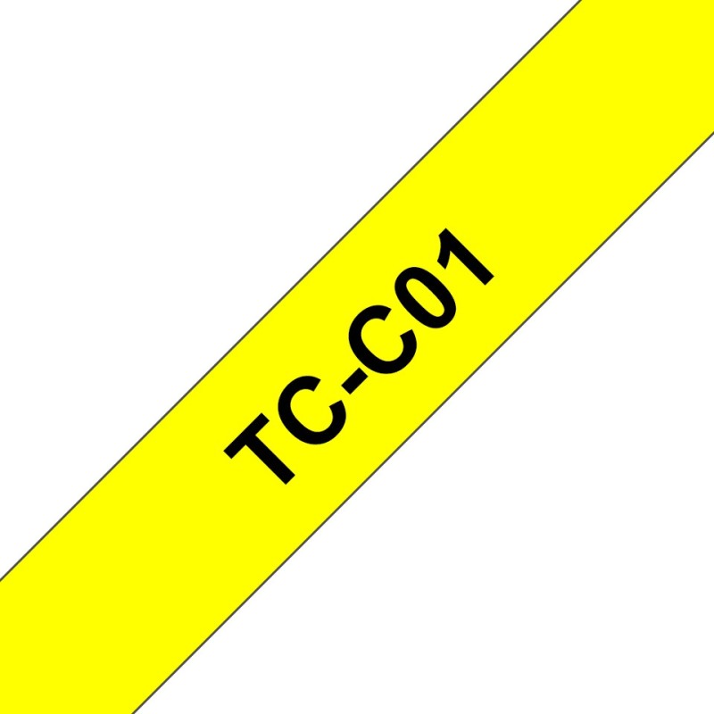 Brother Gloss Laminated Labelling Tape - 12mm, Black/Signal Yellow label-making tape TC